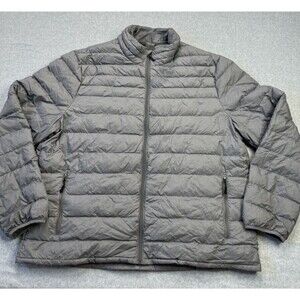 Heat Keep Mens Puffer Jacket Size 2XL Gray 90% Down 10% Feathers Blend w/Poly
